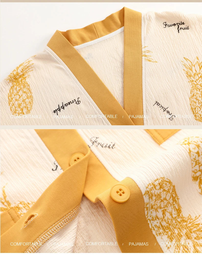 Sexy Pajamas Women's Long-sleeved Cotton Sleepwear Night Gown Home Clothes Pajamas Lounge Wear Loose Suit Home Service