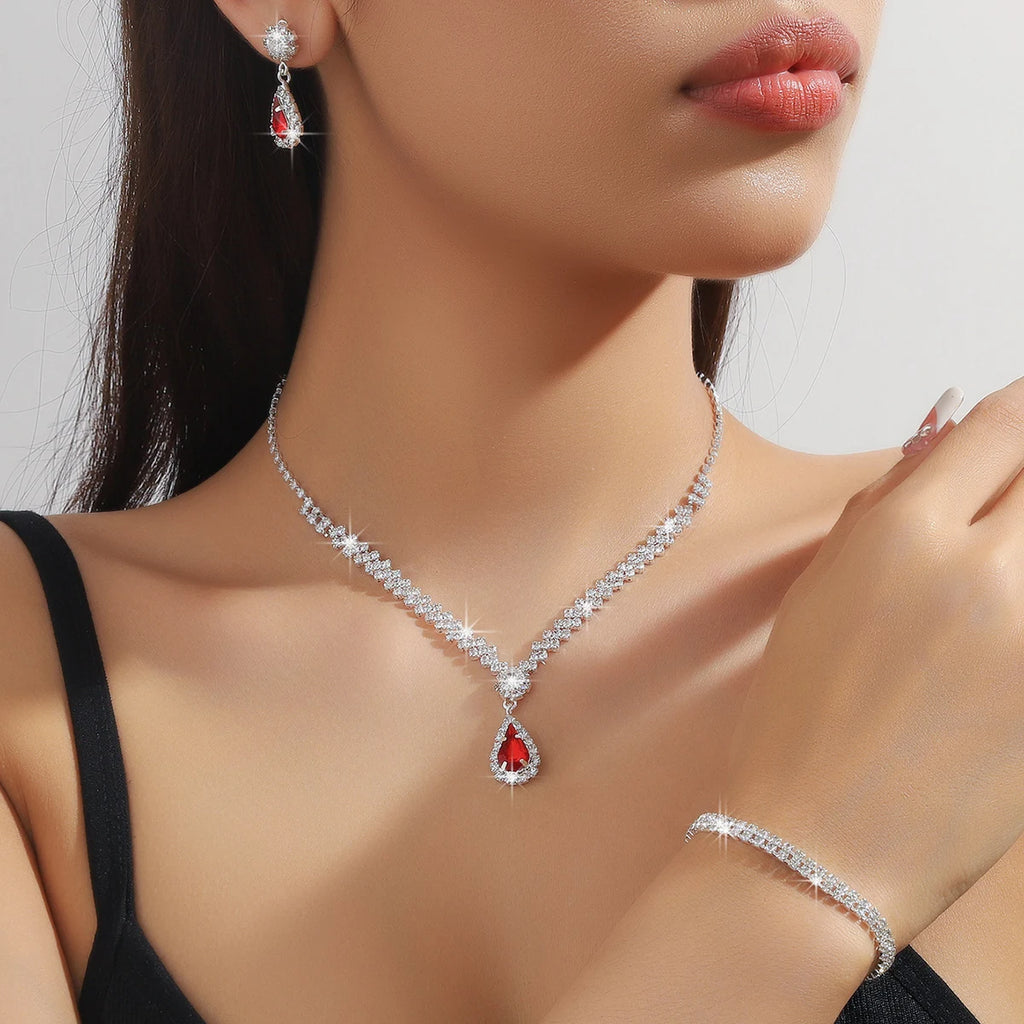 4 Pieces Of Women's Wedding Accessories, Earrings, Necklaces, Bracelets, Bridal Jewelry Sets, Banquet And Party Accessories-2910
