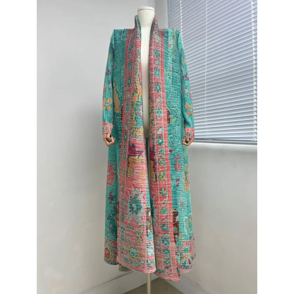 Eid Muslim Dress for Women Abaya Ramadan Print Pleated Cardigan Jalabiya Party Long Robe Morocco Dubai Kaftan Vestidos Largos