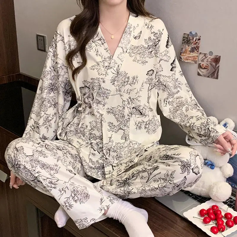 Sleeping Wear for Woman Pajamas Set Ensemble Pyjama Femme Ladies Pyjamas Femmes Sexy’ Homewear Home Set Female Pajama Women Suit