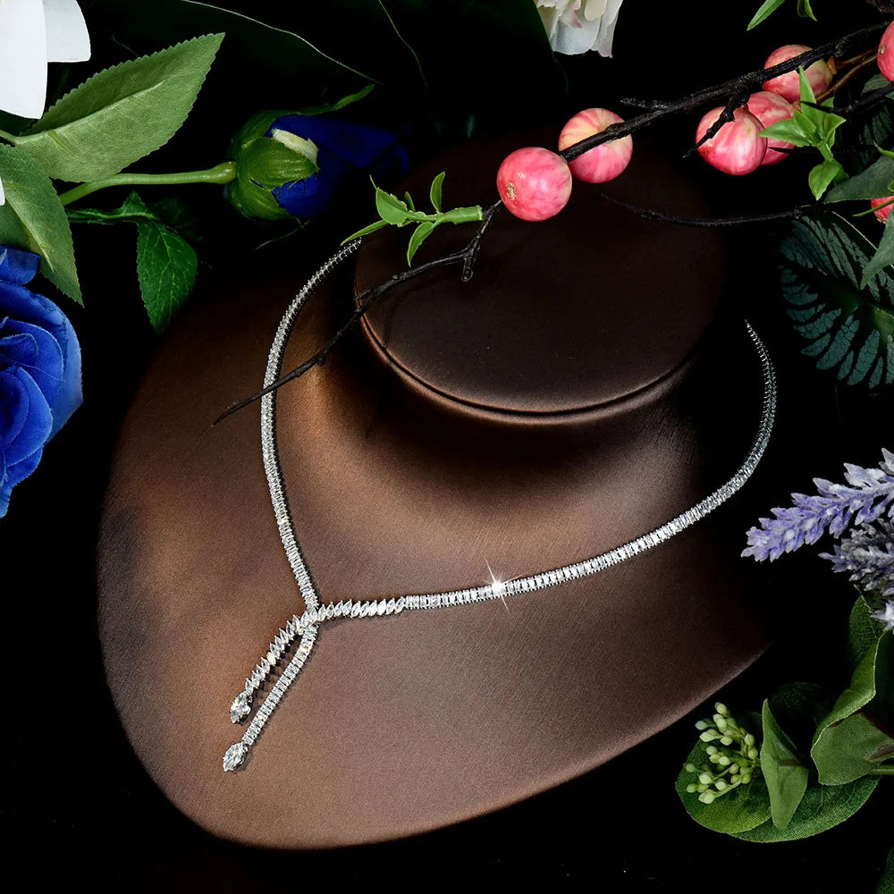 HIBRIDE Light Luxury Design Sense Simple Everyday Women's Jewelry Set Necklace Earrings Bracelet Wedding Holiday Bridal Gift1153