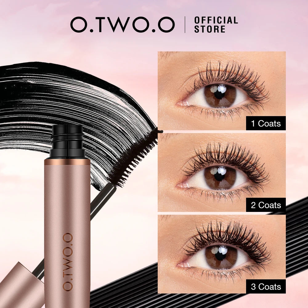 O.TWO.O Black Mascara Lengthens Eyelashes Waterproof Long-lasting 4D Silk Fiber Mascara Lash Extension Cosmetics Makeup