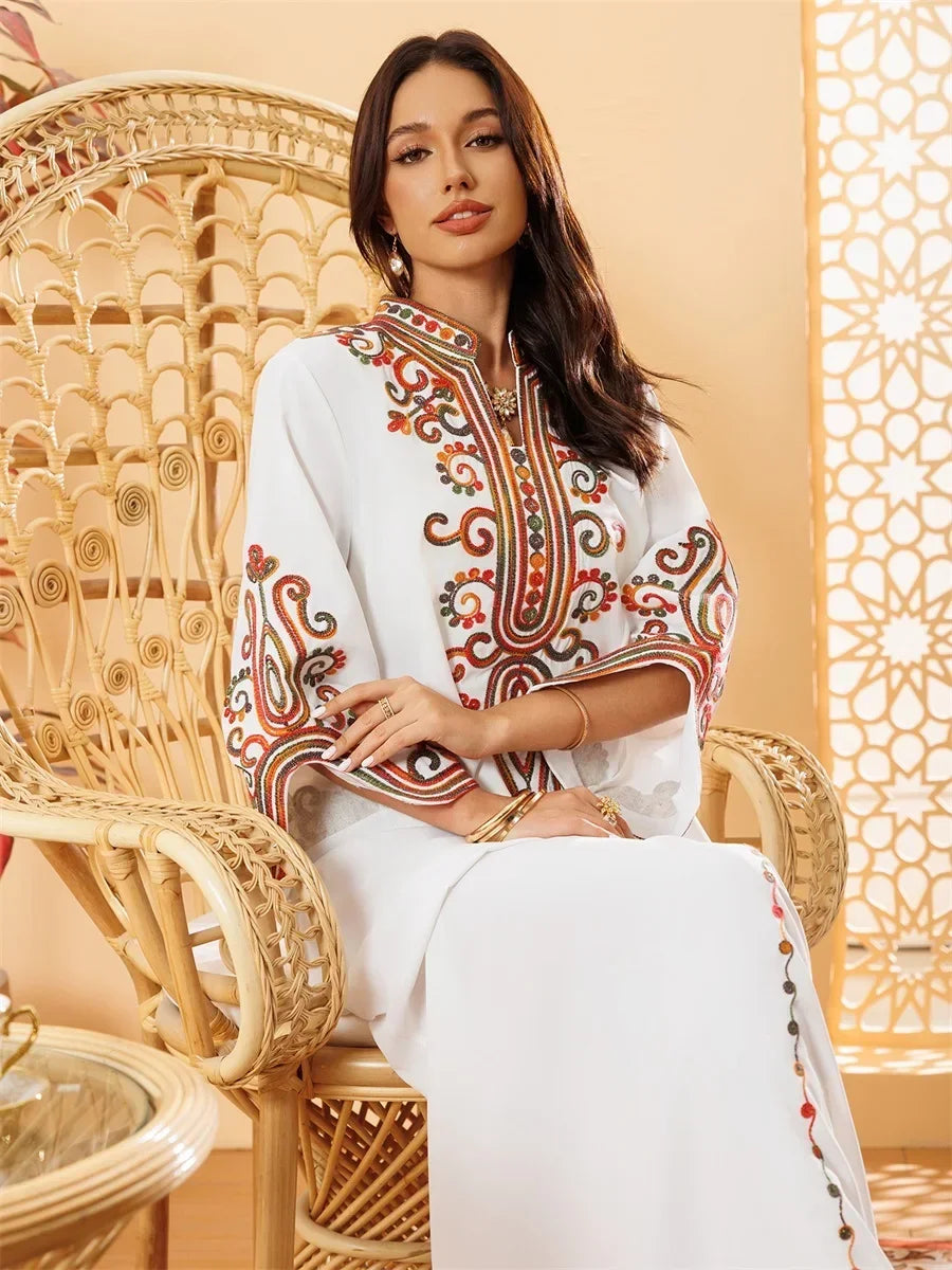 Ramadan Muslim Women's Embroidered Loose abaya Dresses For Women Gala Morocco Dubai Elegant Casual Kaftan