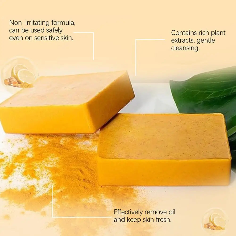 100g Turmeric Hand Made Soap Lemon Kojic Acid Shower and Facial Soap Body Cleansers Brightening Face Soap Tender Skin Care