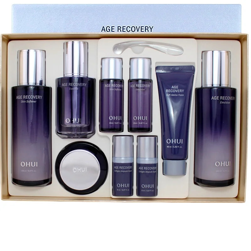 Korea OHUI Age Recovery Time Essence Pure Firming Anti-Aging Series Essence Set Anti-wrinkles Moisturizing Nourish Skin Care Set