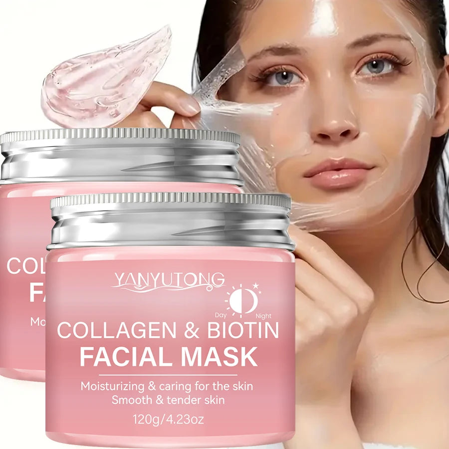 Collagen Peel Mask, Biotin Collagen Wrap Mask Day and Night, Deep Hydration, Night Care Mask Cream.