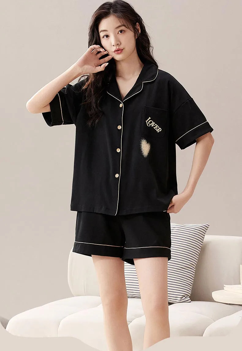 Dropshipping Female Pijamas Cartoon Summer Short Women Pajamas Sleeve Shorts Nightwear Sweet Sleepwear Pyjamas Woman Home Suit