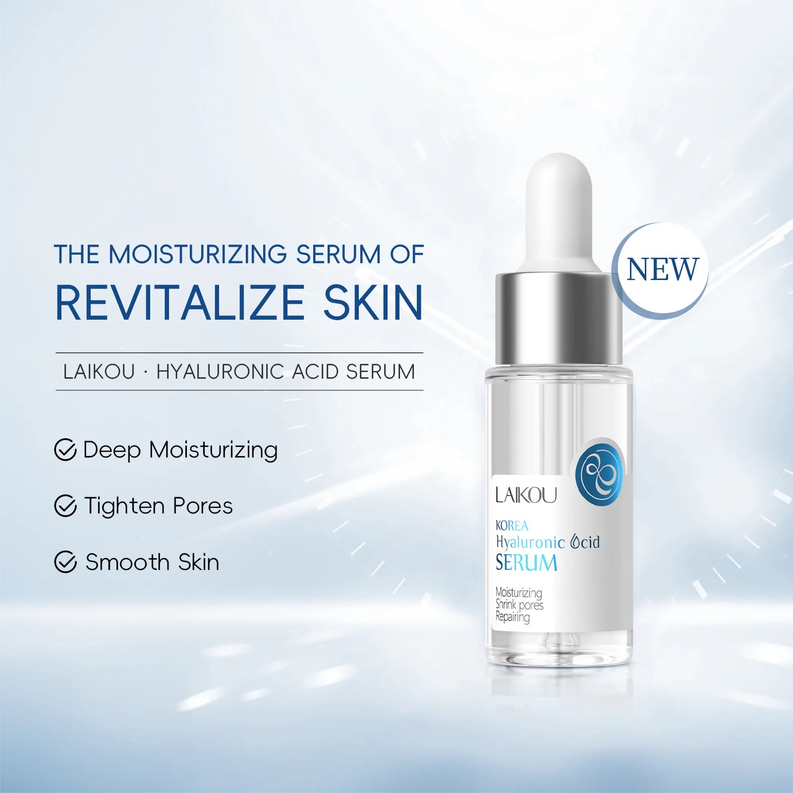 LAIKOU Hyaluronic Acid Serum Moisturizing Smoothing Face Essence Skin Care Shrink Pore Cream For Dry Facial Skin
