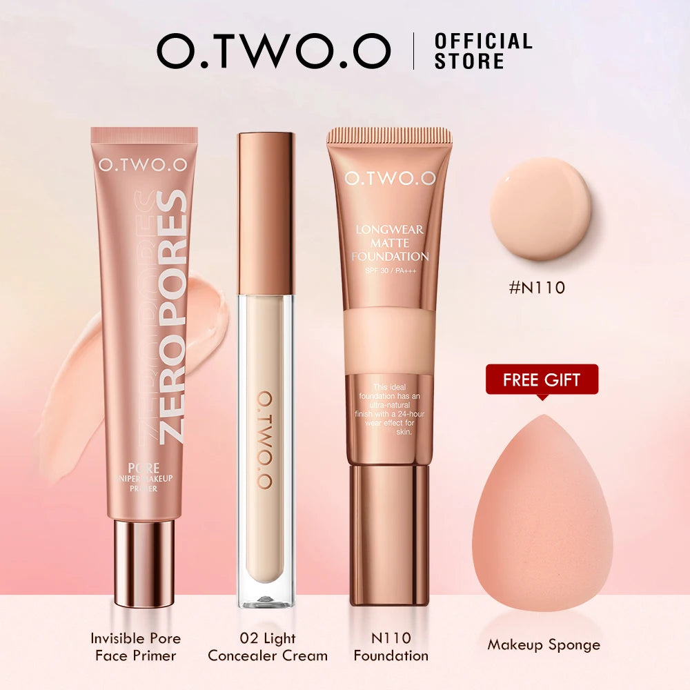 O.TWO.O 4pcs Makeup Set Foundation Cream SPF 30 PA+ Waterproof Brightening Concealer Face Primer Makeup Base Cosmetics