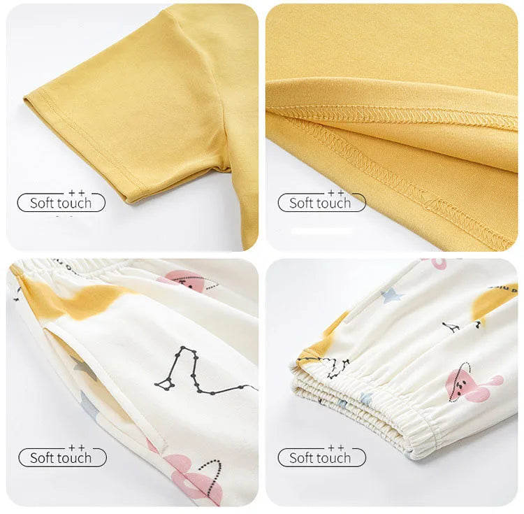 New Summer Pajamas Homewear Suit Women's Short-Sleeved Long Pants Ladies Large Size Loose Leisure Homewear Two-Piece Set
