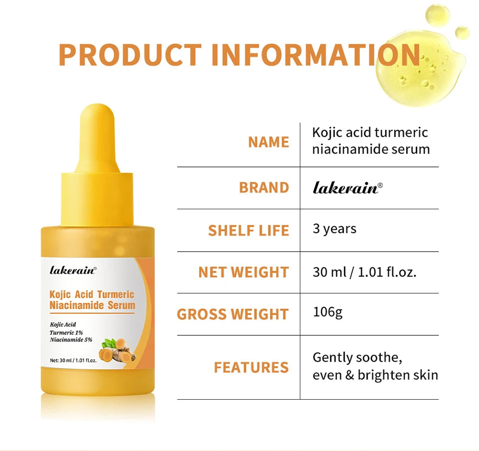 Kojic Acid Turmeric Serum Niacinamide Glow Capsules Brightening Hydration Balancing Skin Barrier Soothing Troubled Facial Care