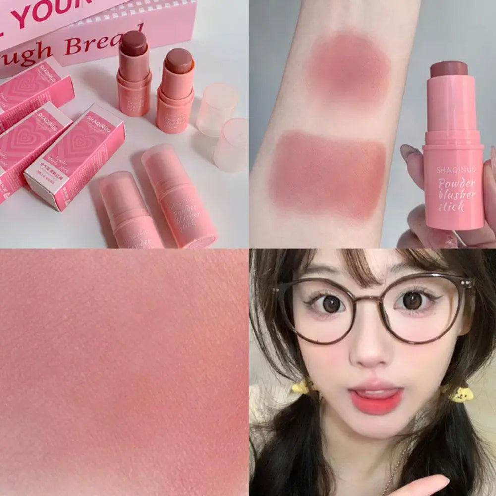 3-in-1Blush Stick Lasting Brightens Facial Cheek Stick Moisturizing Flash Lip Gloss Makeup Lip Gloss Face Rouge